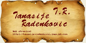 Tanasije Radenković vizit kartica